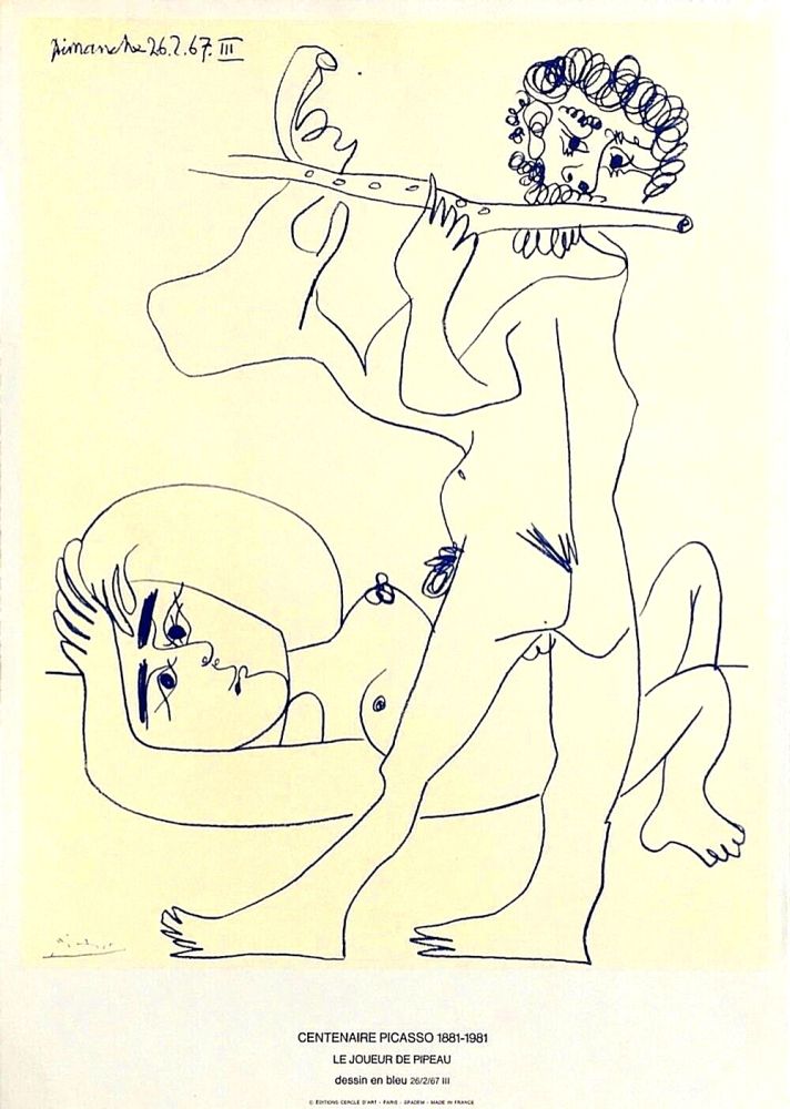 Litografia Picasso - The Flute Player, Rare Affiche