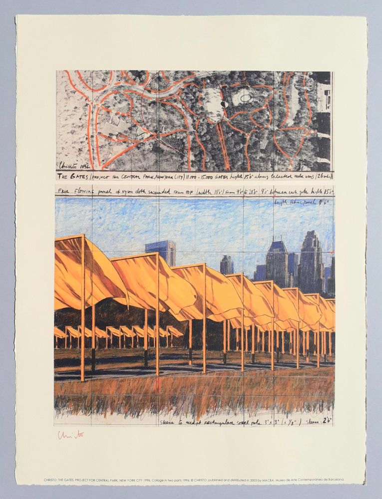 Litografia Christo - 'The Gates, project for Central Park New York City
