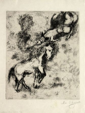 Linoincisione Chagall - The Horse and the Donkey