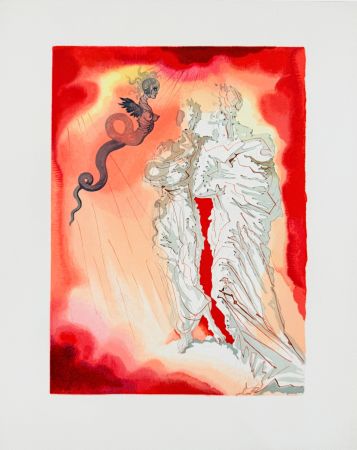 Incisione Su Legno Dali - The Inferno, Canto 21 - Le Diable noir