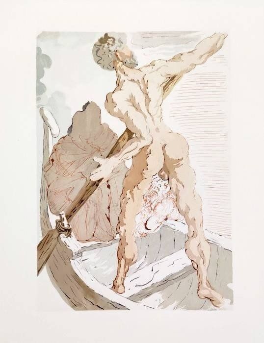 Incisione Su Legno Dali - The Inferno, Canto 3 - Charon and the Shore of Acheron