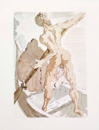 Incisione Su Legno Dali - The Inferno, Canto 3 - Charon and the Shore of Acheron