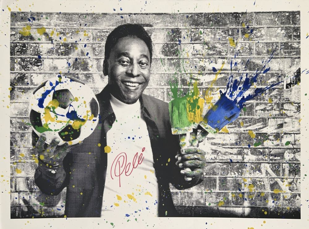 Serigrafia Mr Brainwash - The King Pele - Brush Portrait