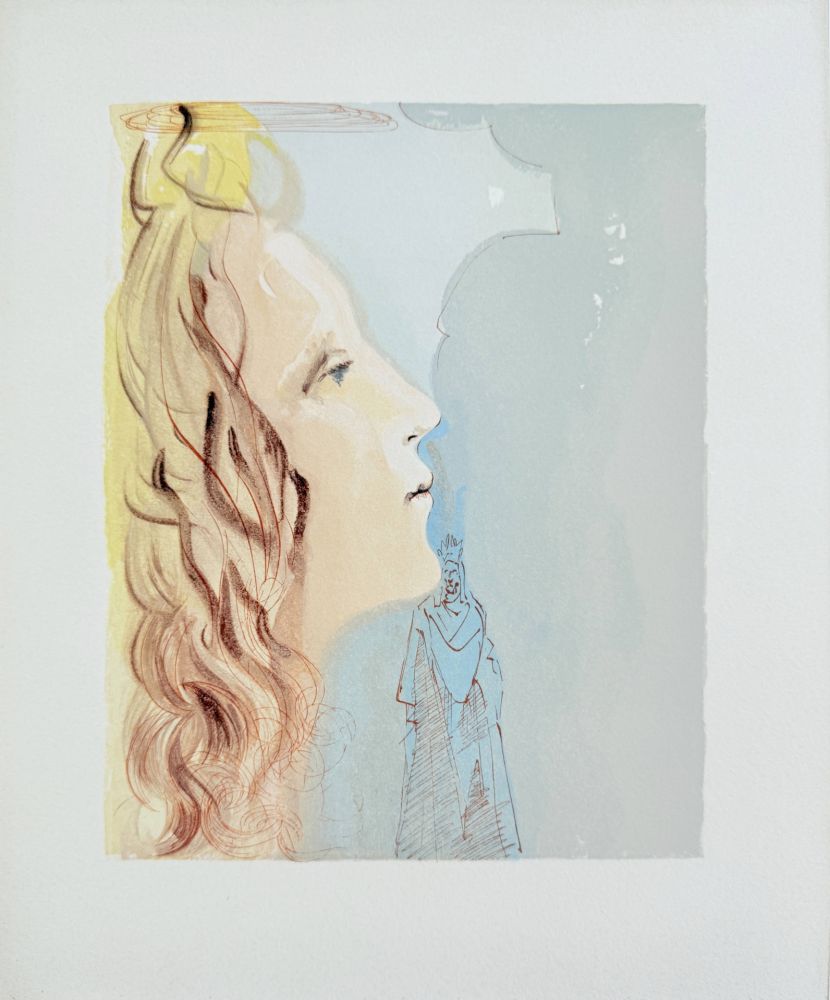 Incisione Su Legno Dali - The Paradise, Canto 8 - La plus grande beauté de Béatrice
