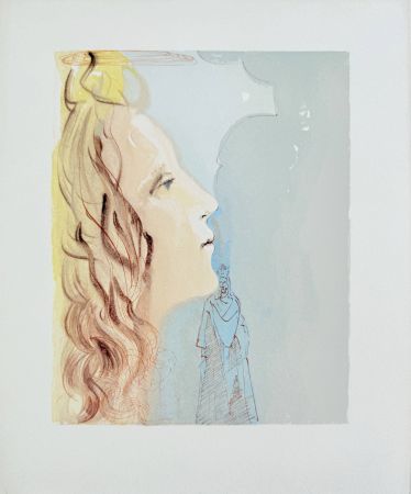 Incisione Su Legno Dali - The Paradise, Canto 8 - La plus grande beauté de Béatrice