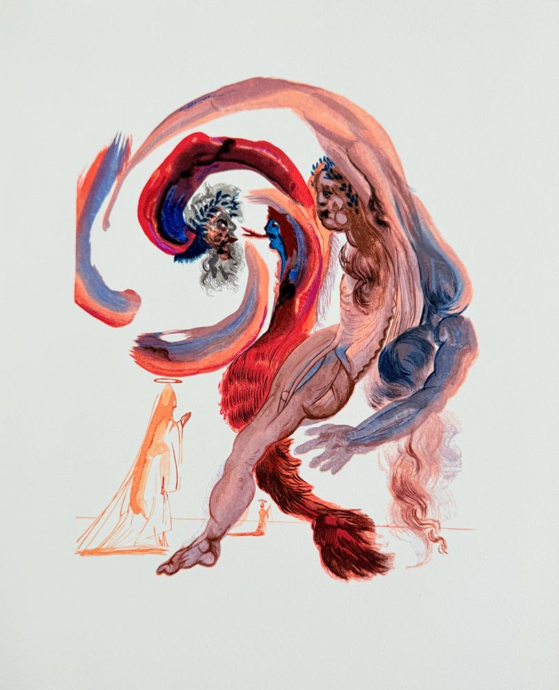 Incisione Su Legno Dali - The Purgatory, Canto 18 - The Fourth Terrace; Accidia