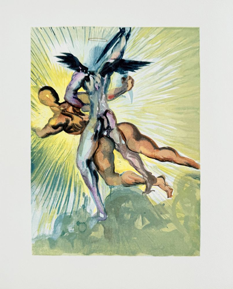 Incisione Su Legno Dali - The Purgatory, Canto 8  - The Guardian Angels of the Valley