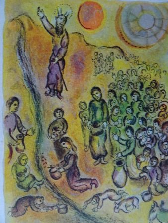 Litografia Chagall - The Story of the Exodus, plate 12: Et tu touchera le Rocher..
