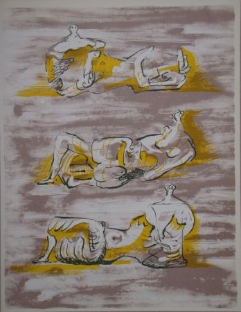 Litografia Moore - Three reclining figures