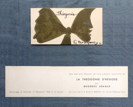 Litografia Braque - THÉOGONIE. Carton d'invitation au vernissage Galerie Maeght. 1954