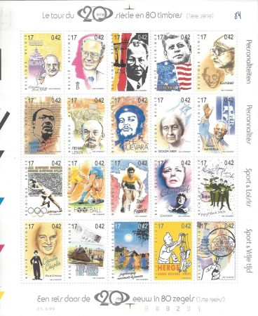 Intaglio Rémi - Tintin Le Tour du 20ème siècle en 80 timbres