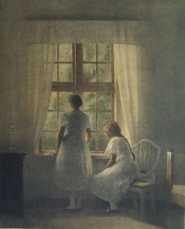 Maniera Nera Ilsted - To Smaapiger ved et Vindue - Two minor girls at a window
