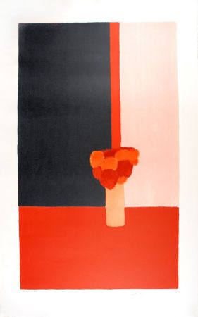 Litografia Cathelin - Tokonoma rouge et noir - Red and black Tokonoma
