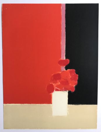 Litografia Cathelin - Tokonoma sur fond rouge et noir