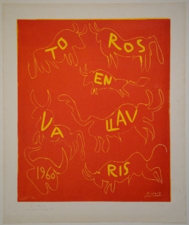 Linoincisione Picasso - Toros en Vallauris