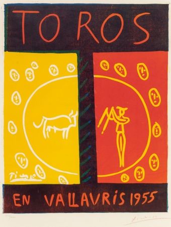 Linoincisione Picasso - Toros en Vallauris (Bulls in Vallauris ),1955