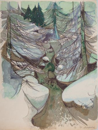 Litografia Hilaire - Torrent en hiver