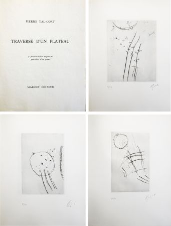 Libro Illustrato Tal Coat - TRAVERSE D'UN PLATEAU. 7 pointes sèches originales signées (1963).