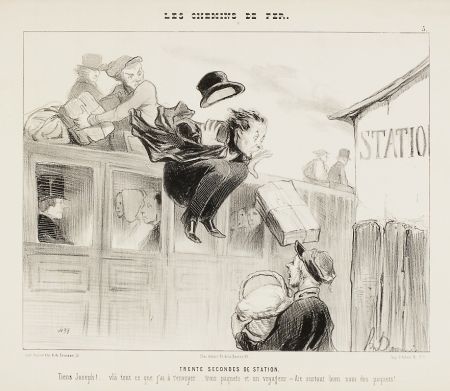 Litografia Daumier - Trente Secondes de Station (30 seconds stay)