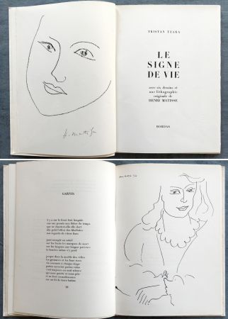 Libro Illustrato Matisse - Tristan Tzara : LE SIGNE DE VIE. Une lithographie originale signée d'Henri Matisse (1946)