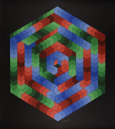 Serigrafia Vasarely - Tsiga, 1973 - Hand-signed