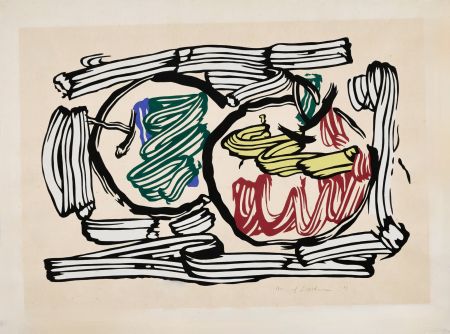 Incisione Su Legno Lichtenstein - Two Apples