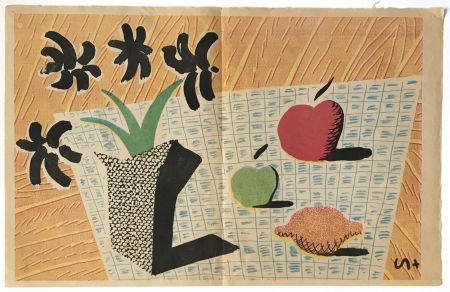Litografia Hockney - Two Apples and One Lemon and Four Flowers