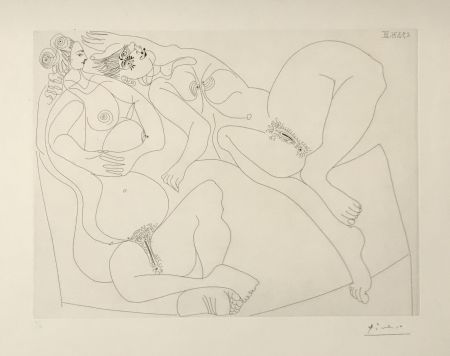 Incisione Picasso - Two Nudes (Eau-forte B.1955)
