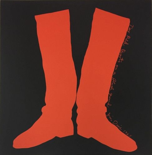 Multiplo Dine - Two Red Boots on a Black Ground,