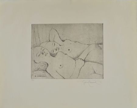 Acquaforte Casorati - TWO SLEEPING GIRLS