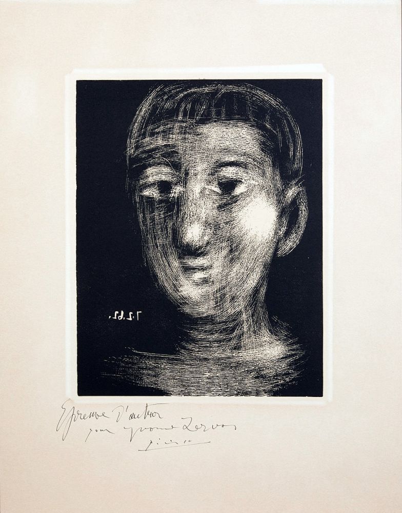Linoincisione Picasso - TÊTE DE GARCON (III). Linogravure. 1962.