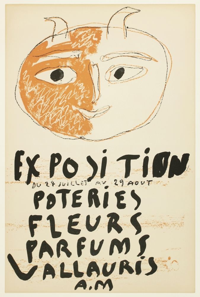 Litografia Picasso - Tête de Faune (Exposition Poteries Fleurs Parfums Vallauris A.M)