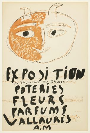 Litografia Picasso - Tête de Faune (Exposition Poteries Fleurs Parfums Vallauris A.M)