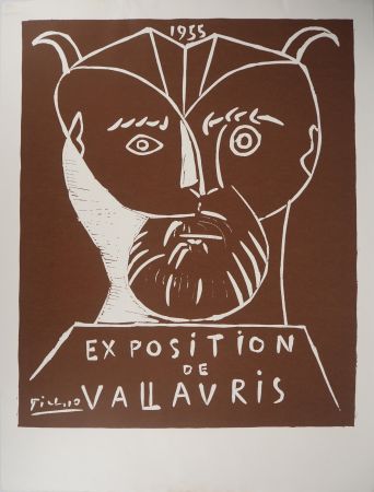 Linoincisione Picasso - Tête de Faune, Vallauris 1955