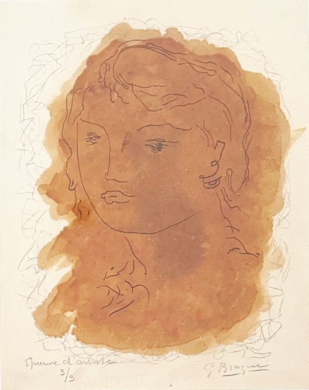 Litografia Braque - Tête de jeune fille