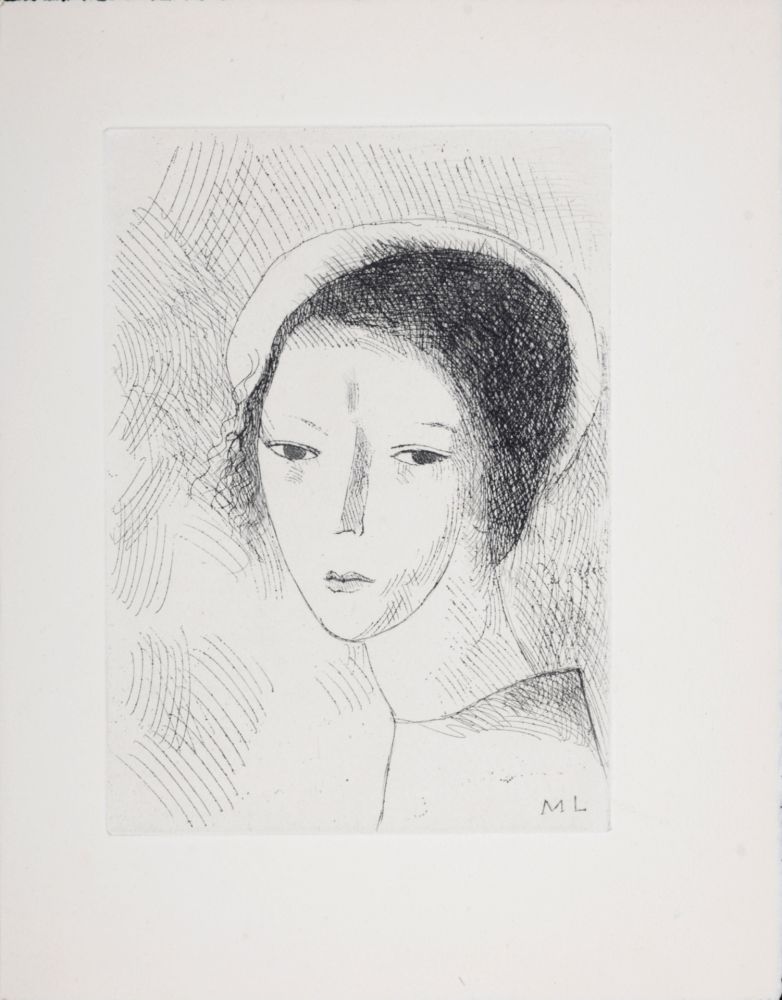Incisione Laurencin - Tête de jeune fille, 1947