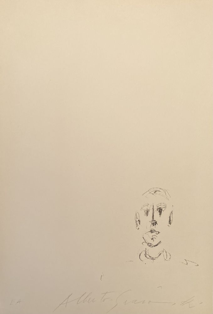Litografia Giacometti - Tête d'homme