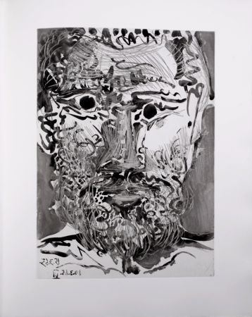 Acquatinta Picasso - Tête d'homme barbu, 1966 - A fantastic original large-size etching (Aquatint) by the Master!