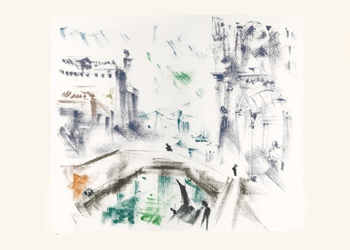 Litografia Masson - Un campo le matin (Voyage à Venise)