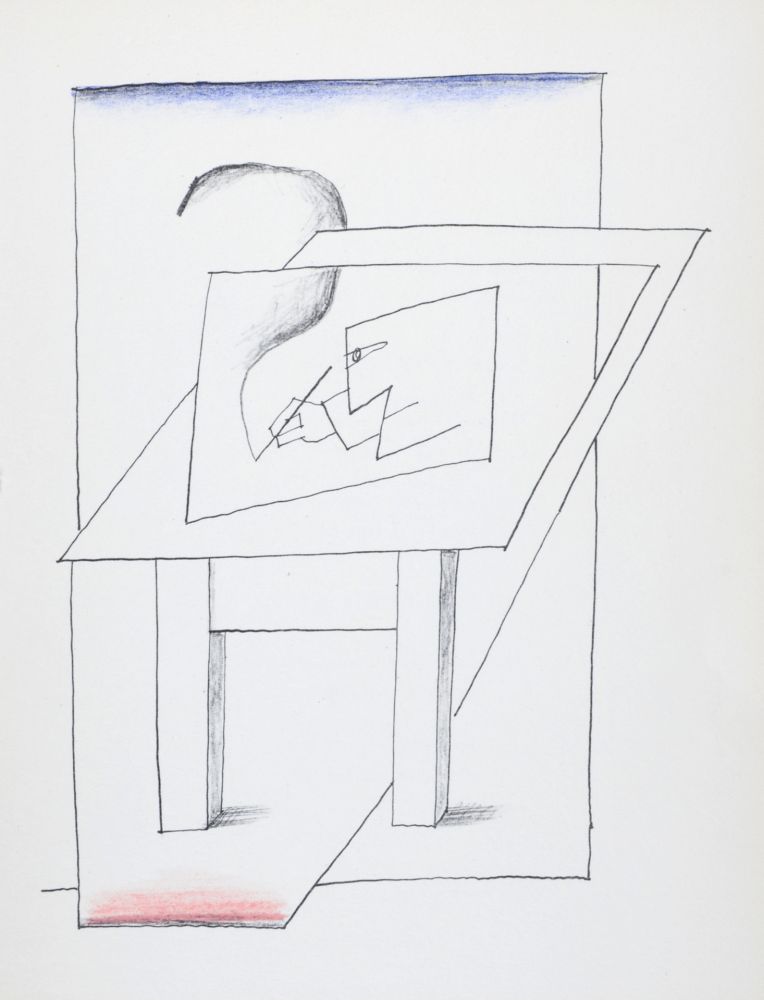 Litografia Steinberg - Un homme dessinant, 1966