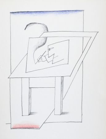 Litografia Steinberg - Un homme dessinant, 1966