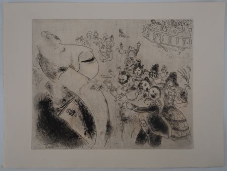 Incisione Chagall - Un jour de bal (Apparition de Tchitchikov au bal)