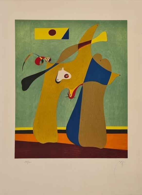 Litografia Miró - Une femme 
