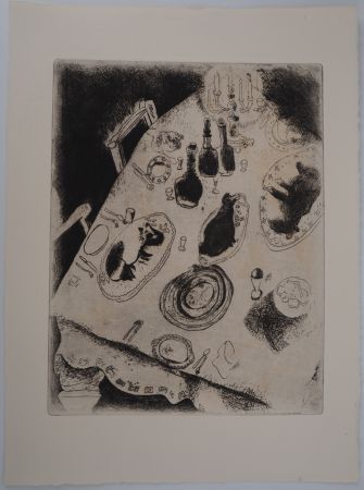 Incisione Chagall - Une table de fête (La table chargée de victuailles)