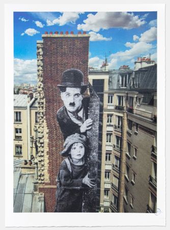 Litografia Jr - Unframed, Charlie Chaplin revu par JR, The Kid, Charlie Chaplin & Jackie Coogan, USA, 1923, de jour Paris, 2021