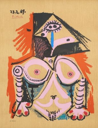 Litografia Picasso - Untitled (23.2.69)