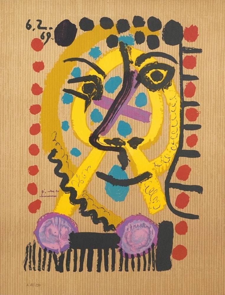 Litografia Picasso - Untitled (6.2.69)