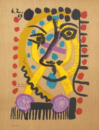 Litografia Picasso - Untitled (6.2.69)