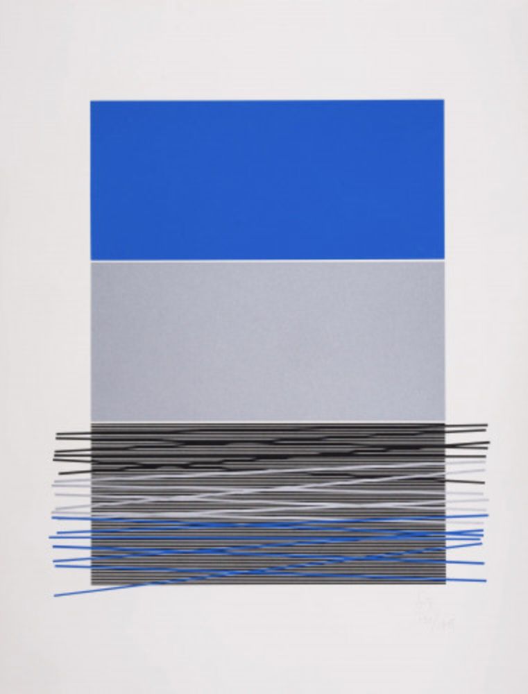 Serigrafia Soto - Untitled (Blue Horizon Lines)