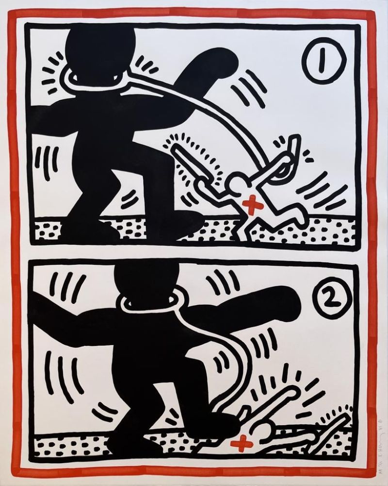 Litografia Haring - Untitled (Free South Africa #3)